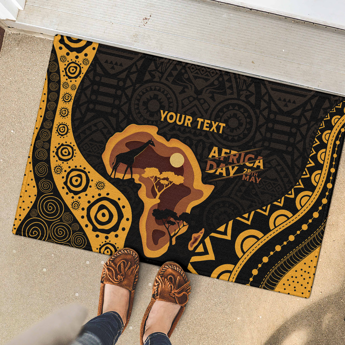Africa Day Personalized Rubber Doormat Ethnic Retro Style - Wonder Print Shop