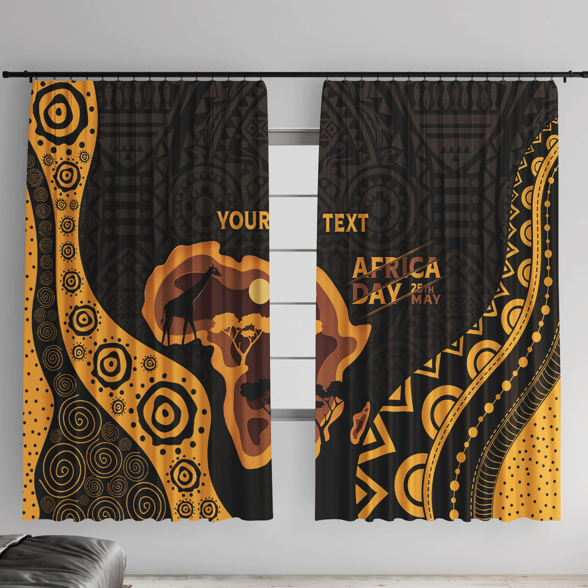 Africa Day Personalized Window Curtain Ethnic Retro Style - Wonder Print Shop