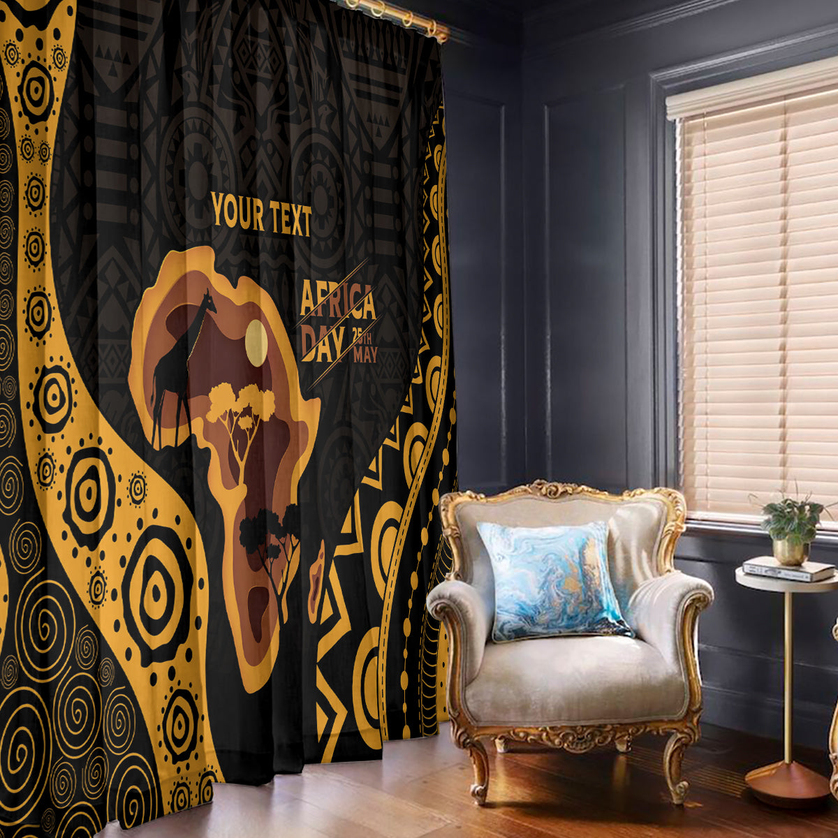 Africa Day Personalized Window Curtain Ethnic Retro Style - Wonder Print Shop