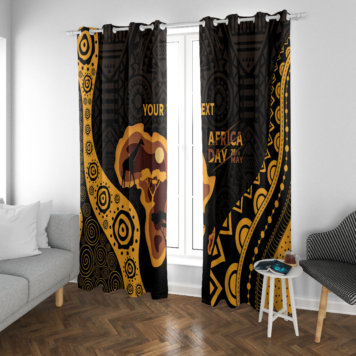 Africa Day Personalized Window Curtain Ethnic Retro Style - Wonder Print Shop