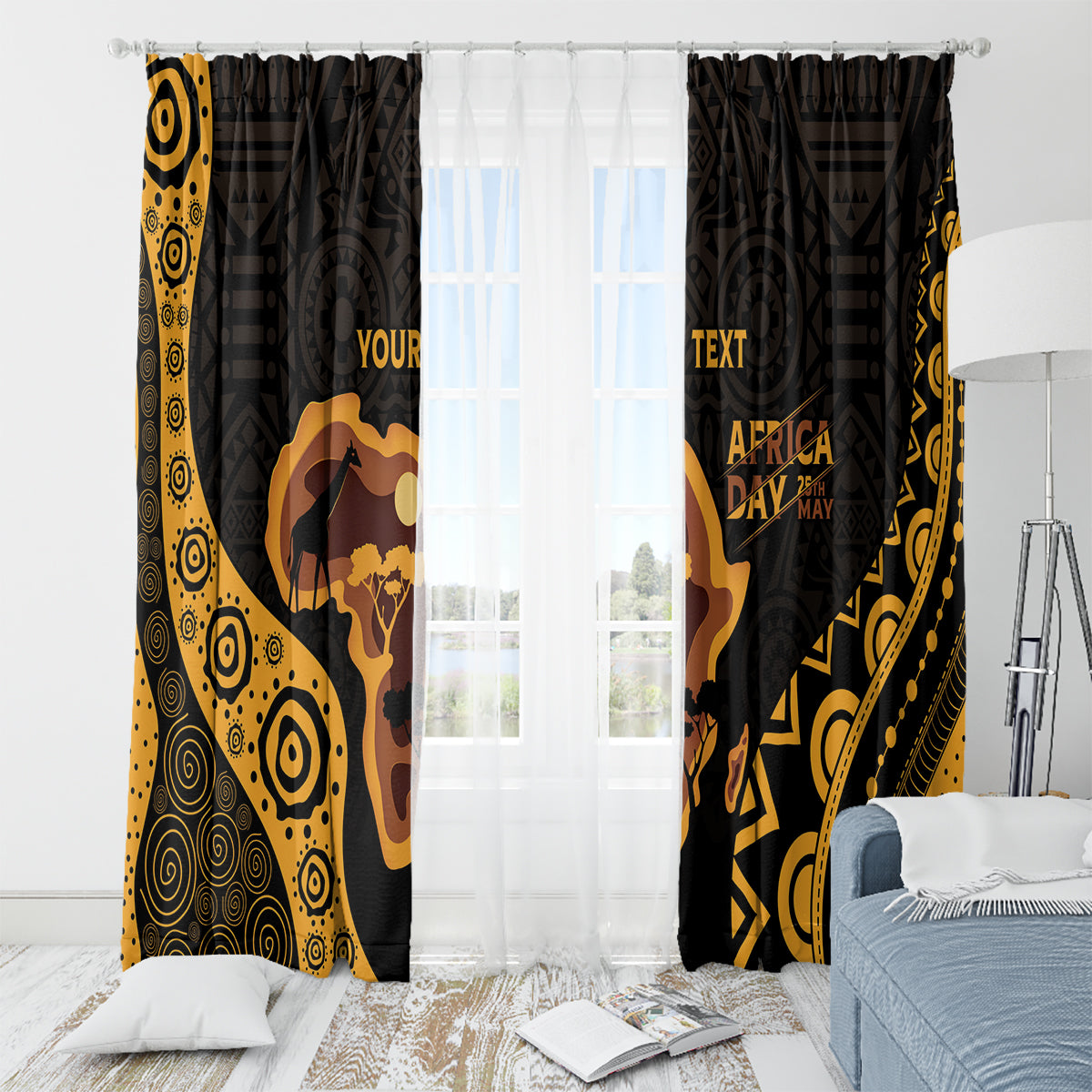 Africa Day Personalized Window Curtain Ethnic Retro Style - Wonder Print Shop