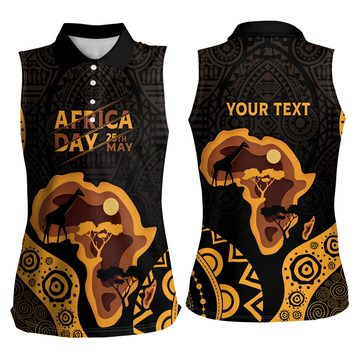 Africa Day Personalized Women Sleeveless Polo Shirt Ethnic Retro Style - Wonder Print Shop