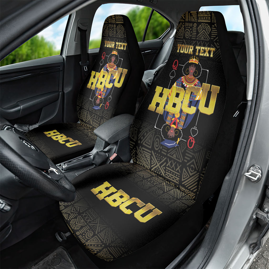 HBCU Grad Personalized Queen Poker Card Car Seat Cover Golden Pattern