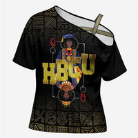 HBCU Grad Personalized Queen Poker Card Cross Shoulder Shirt Golden Pattern