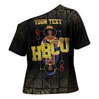 HBCU Grad Personalized Queen Poker Card Cross Shoulder Shirt Golden Pattern