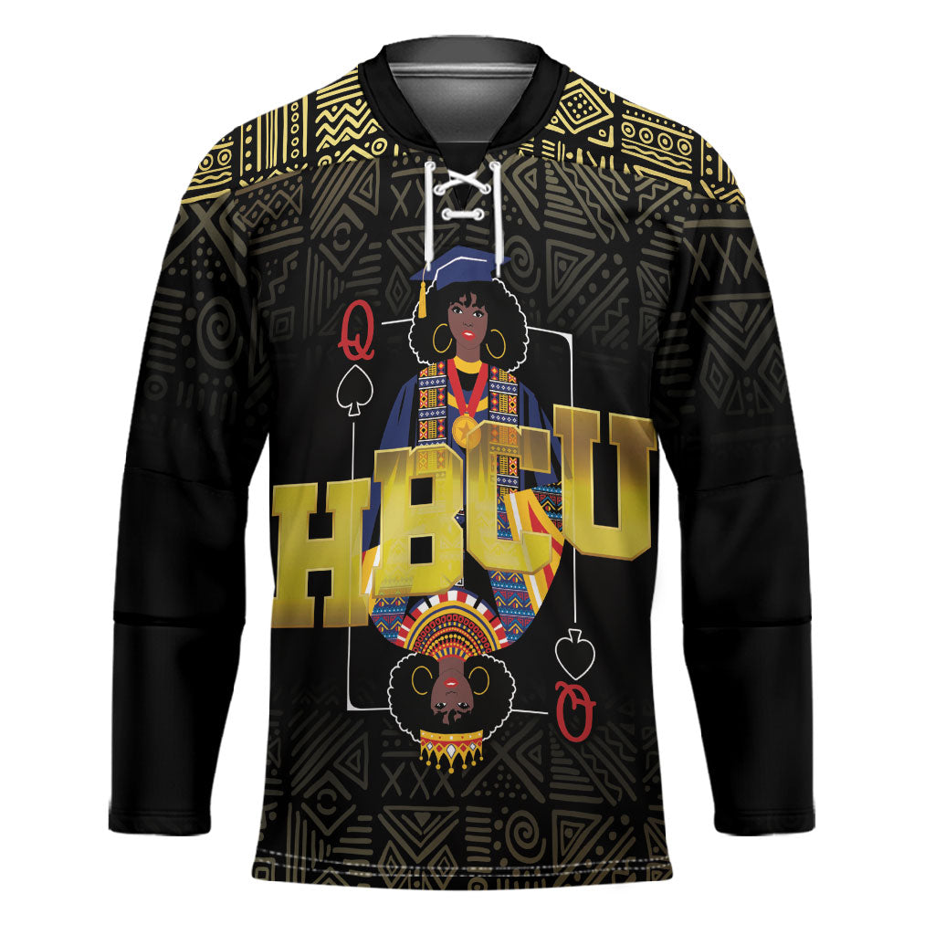 HBCU Grad Personalized Queen Poker Card Hockey Jersey Golden Pattern