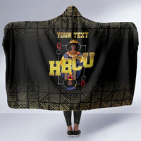 HBCU Grad Personalized Queen Poker Card Hooded Blanket Golden Pattern