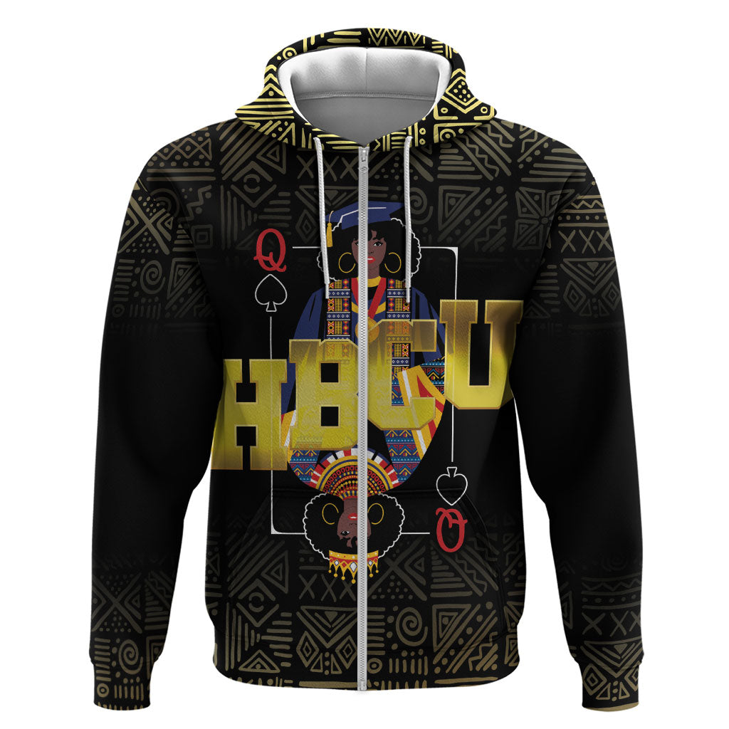 HBCU Grad Personalized Queen Poker Card Hoodie Golden Pattern