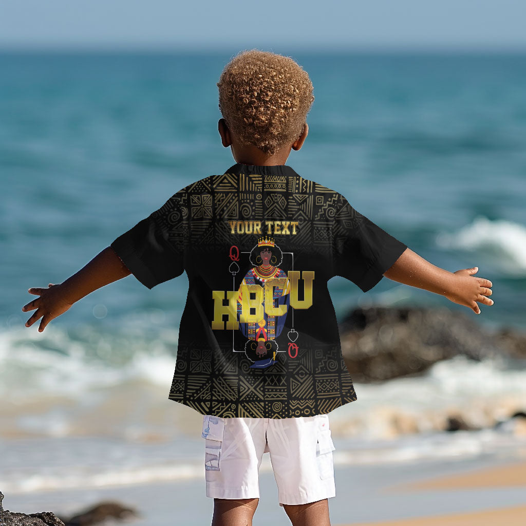 HBCU Grad Personalized Queen Poker Card Kid Hawaiian Shirt Golden Pattern