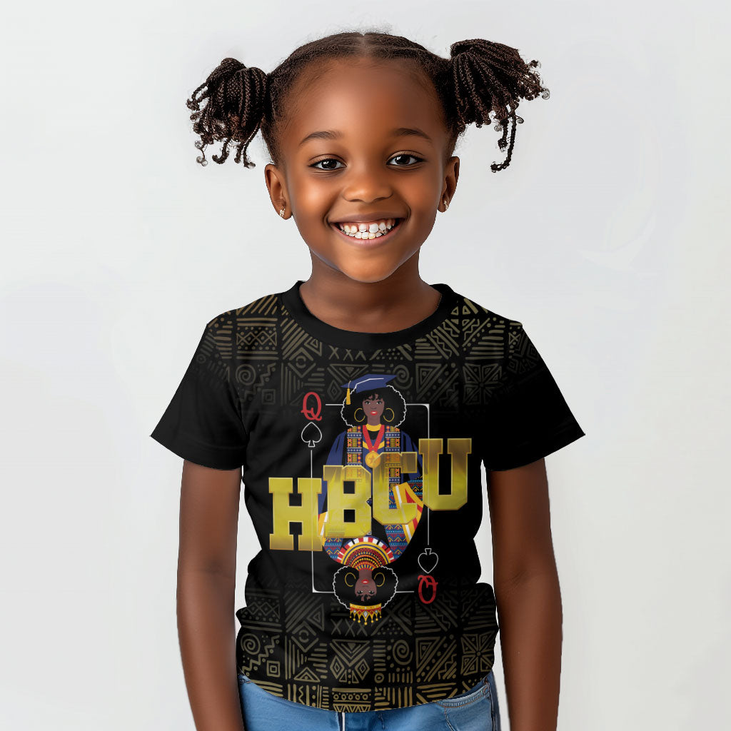 HBCU Grad Personalized Queen Poker Card Kid T shirt Golden Pattern