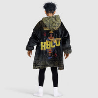 HBCU Grad Personalized Queen Poker Card Kid Wearable Blanket Hoodie Golden Pattern