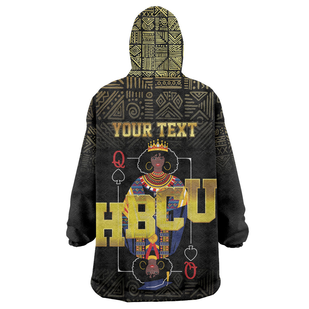 HBCU Grad Personalized Queen Poker Card Kid Wearable Blanket Hoodie Golden Pattern