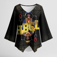 HBCU Grad Personalized Queen Poker Card Kimono Sleeve Blouse Golden Pattern
