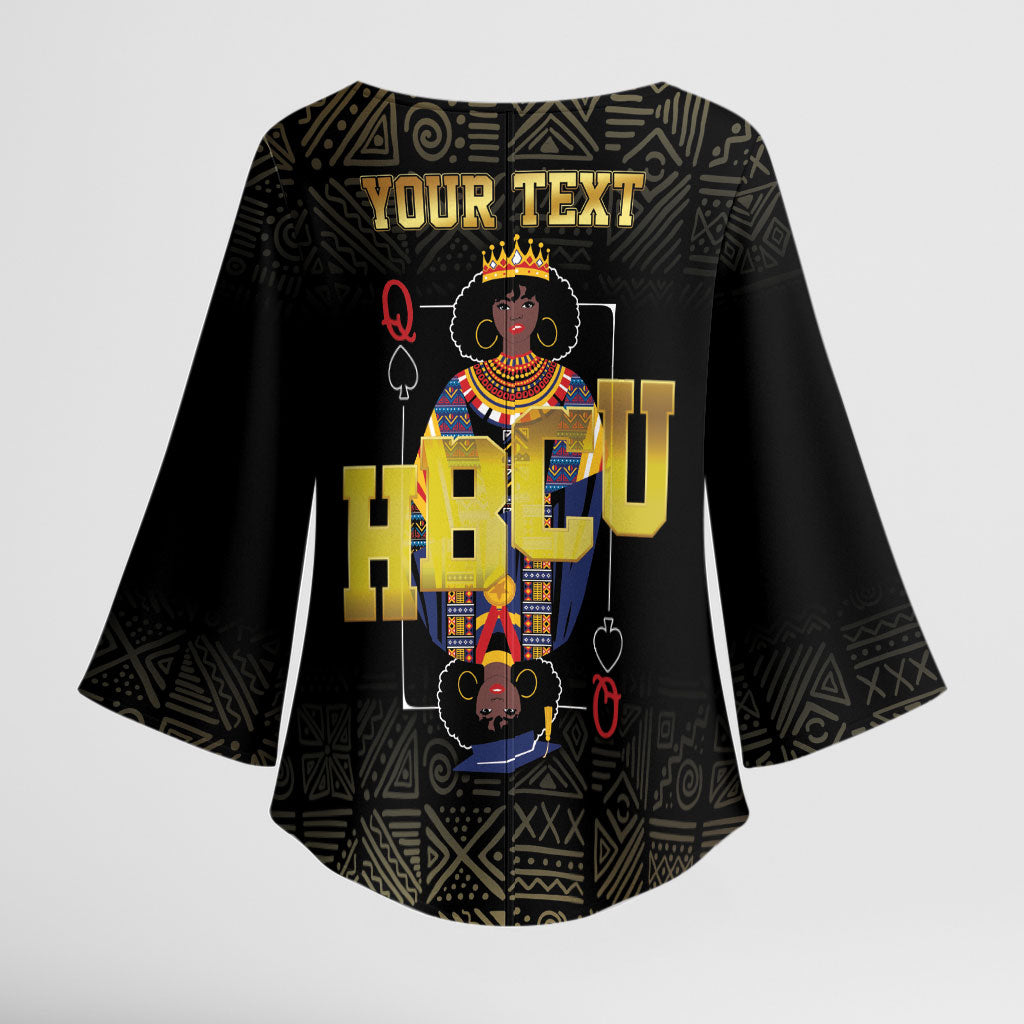 HBCU Grad Personalized Queen Poker Card Kimono Sleeve Blouse Golden Pattern