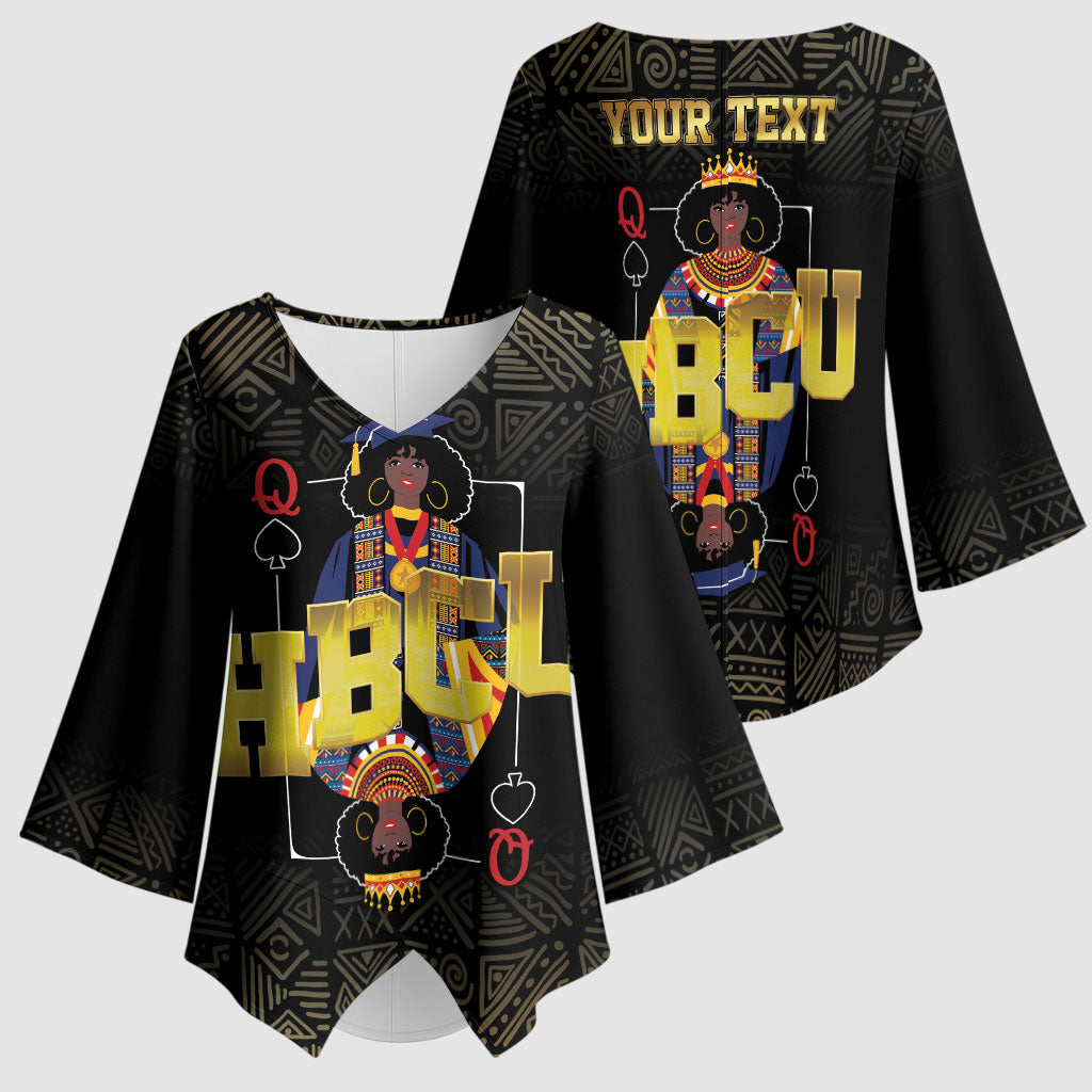 HBCU Grad Personalized Queen Poker Card Kimono Sleeve Blouse Golden Pattern