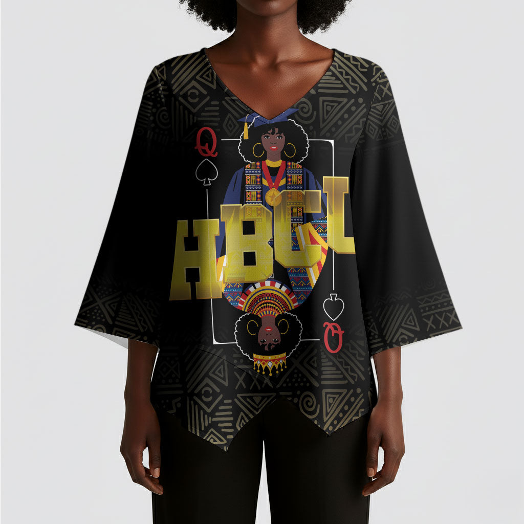 HBCU Grad Personalized Queen Poker Card Kimono Sleeve Blouse Golden Pattern