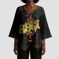 HBCU Grad Personalized Queen Poker Card Kimono Sleeve Blouse Golden Pattern