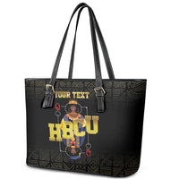 HBCU Grad Personalized Queen Poker Card Leather Tote Bag Golden Pattern
