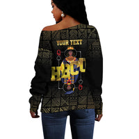 HBCU Grad Personalized Queen Poker Card Off Shoulder Sweater Golden Pattern