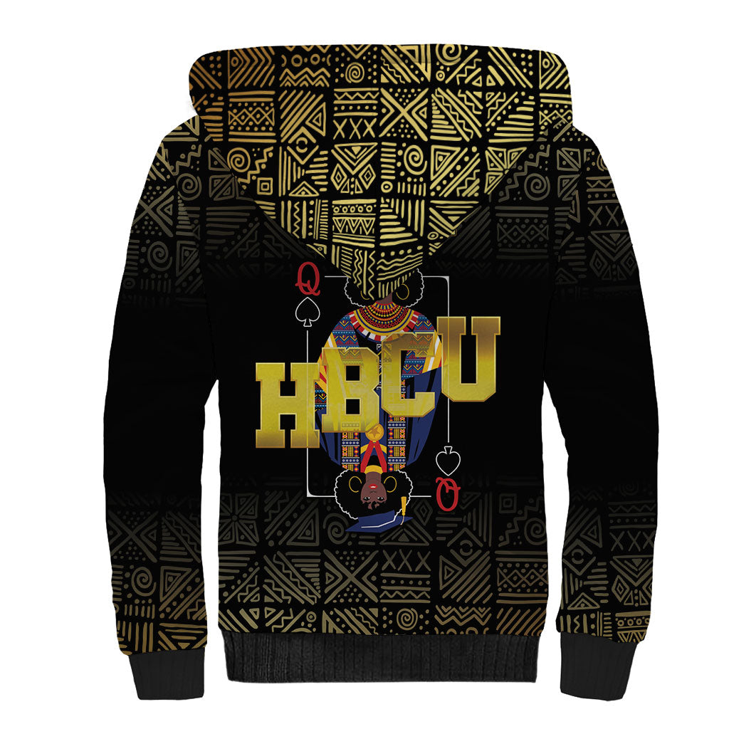 HBCU Grad Personalized Queen Poker Card Sherpa Hoodie Golden Pattern