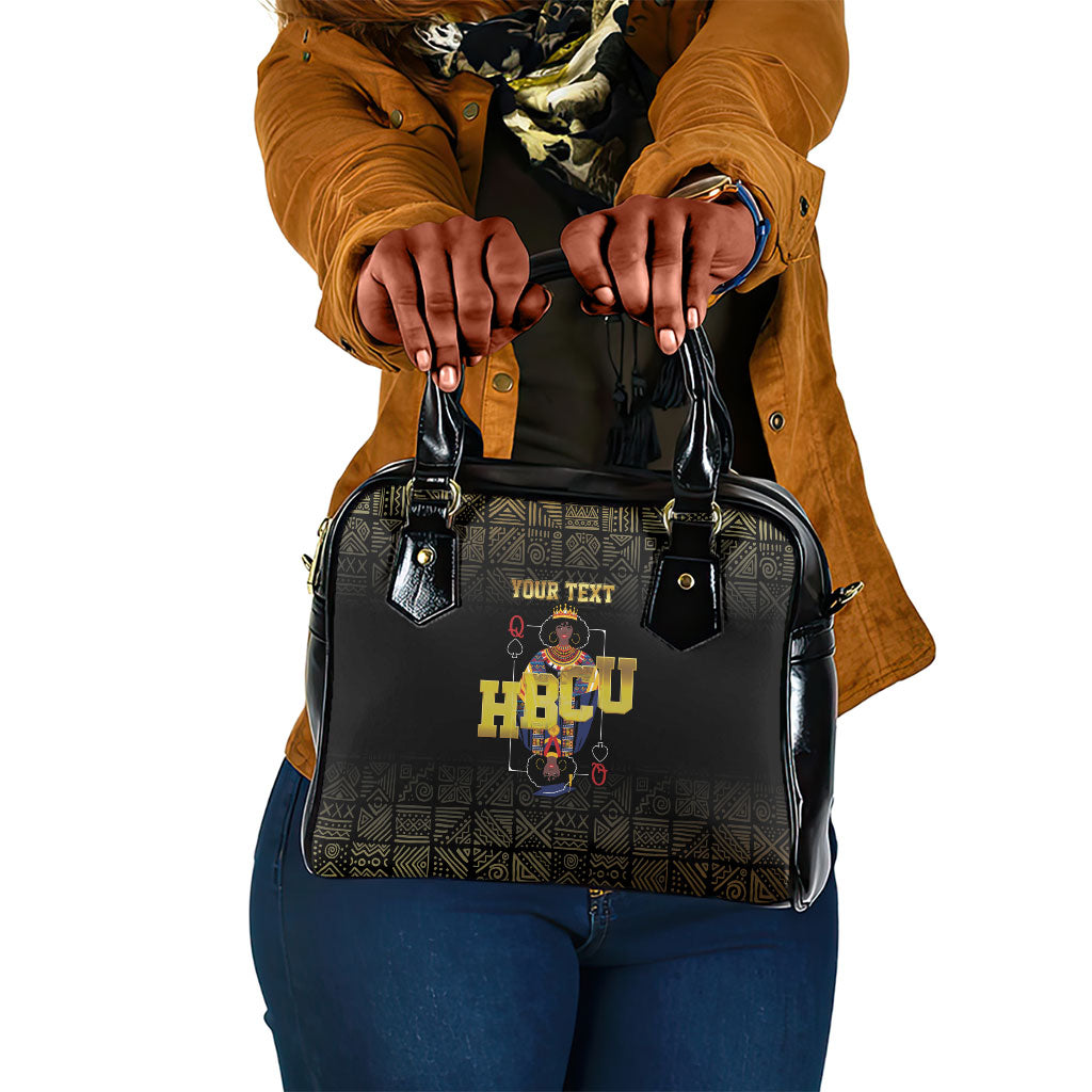 HBCU Grad Personalized Queen Poker Card Shoulder Handbag Golden Pattern