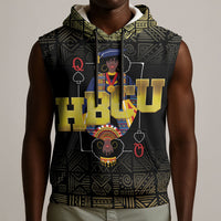 HBCU Grad Personalized Queen Poker Card Sleeveless Hoodie Golden Pattern
