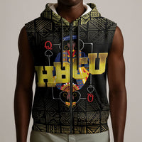 HBCU Grad Personalized Queen Poker Card Sleeveless Zip Hoodie Golden Pattern