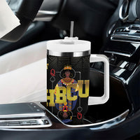 HBCU Grad Personalized Queen Poker Card Tumbler With Handle Golden Pattern