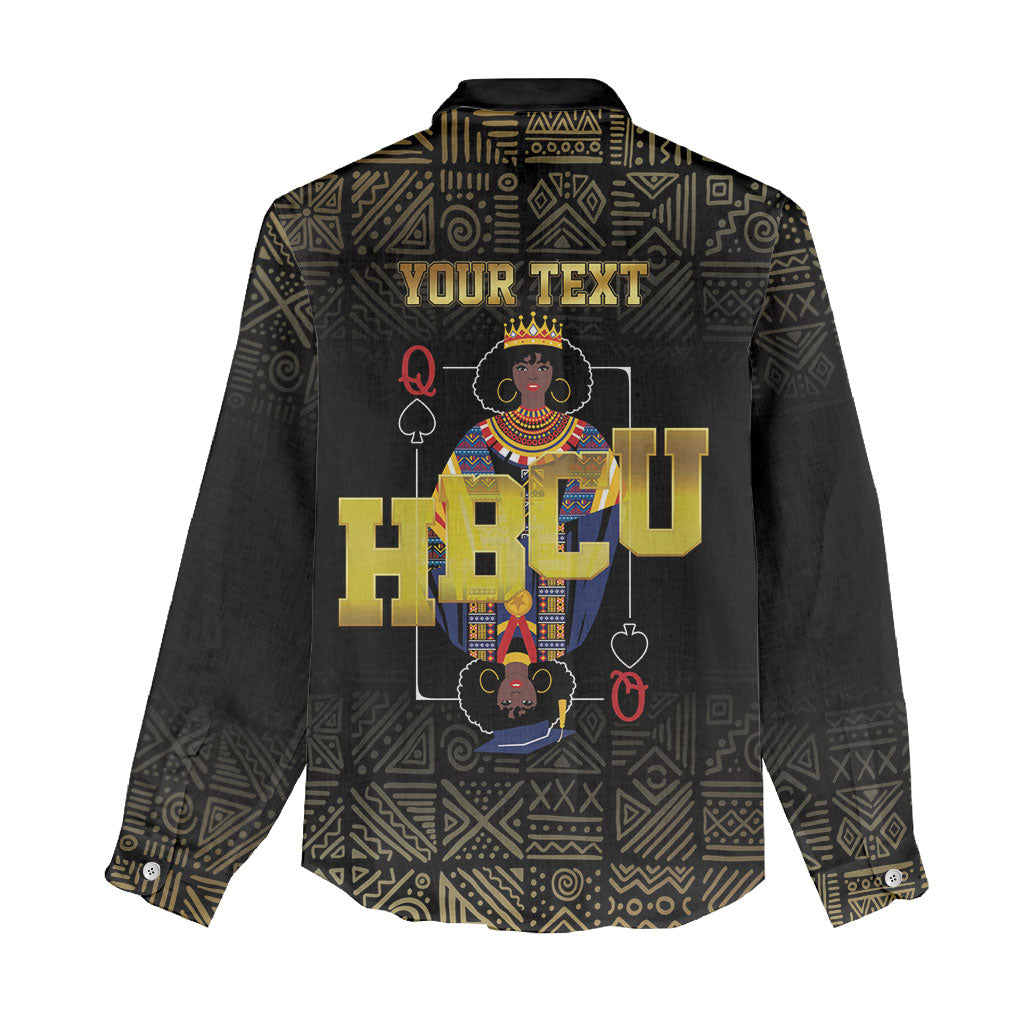 HBCU Grad Personalized Queen Poker Card Women Casual Shirt Golden Pattern