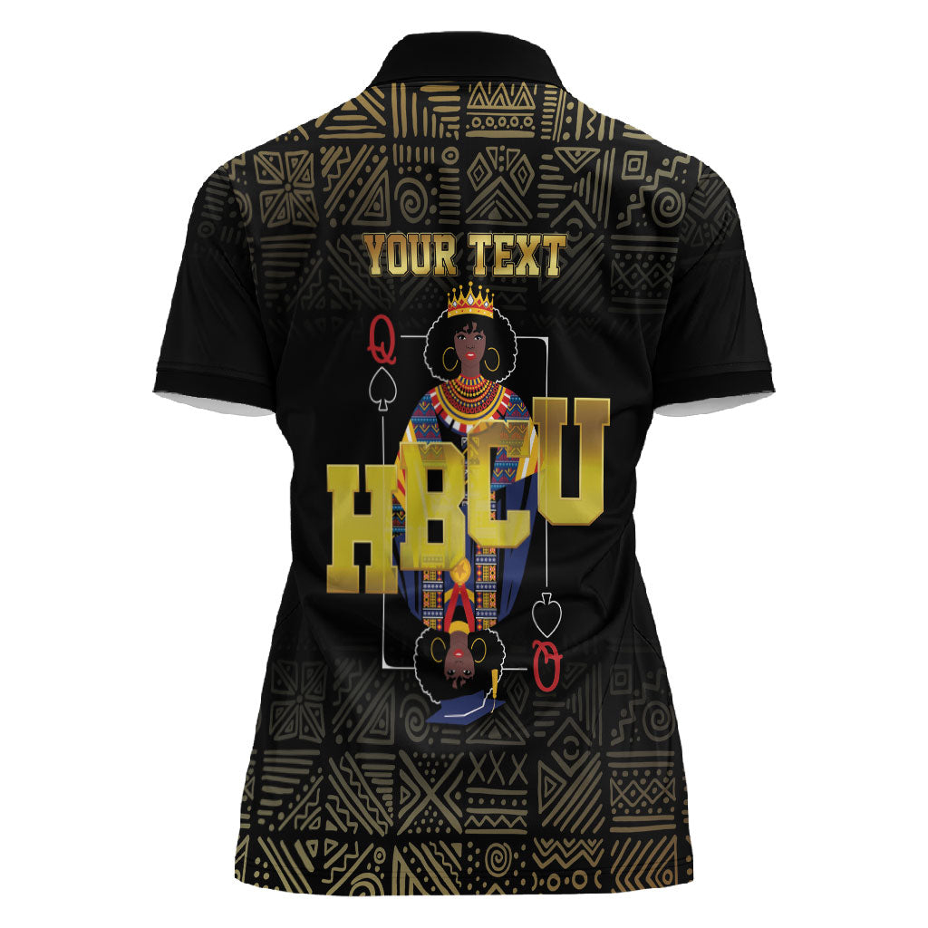 HBCU Grad Personalized Queen Poker Card Women Polo Shirt Golden Pattern