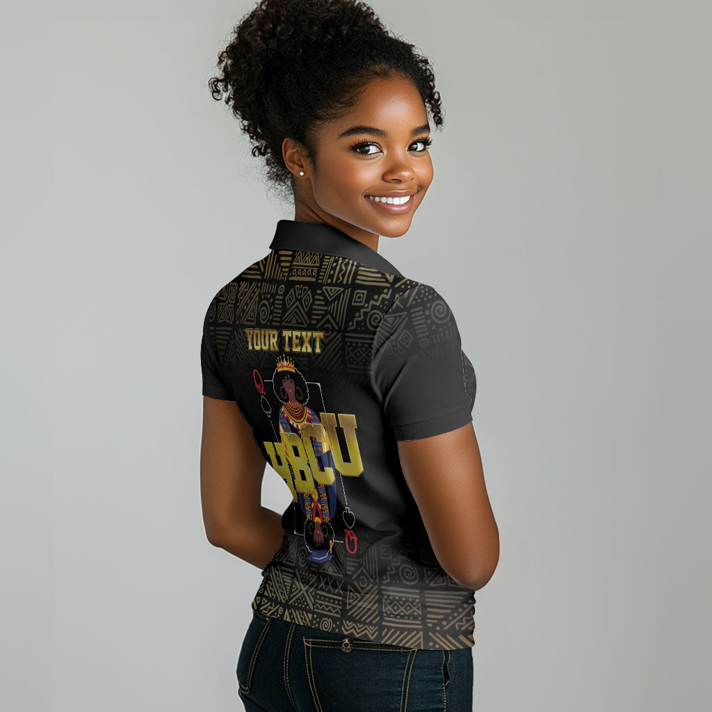 HBCU Grad Personalized Queen Poker Card Women Polo Shirt Golden Pattern