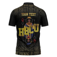 HBCU Grad Personalized Queen Poker Card Zipper Polo Shirt Golden Pattern