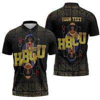 HBCU Grad Personalized Queen Poker Card Zipper Polo Shirt Golden Pattern