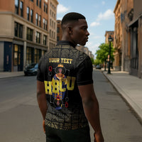 HBCU Grad Personalized Queen Poker Card Zipper Polo Shirt Golden Pattern