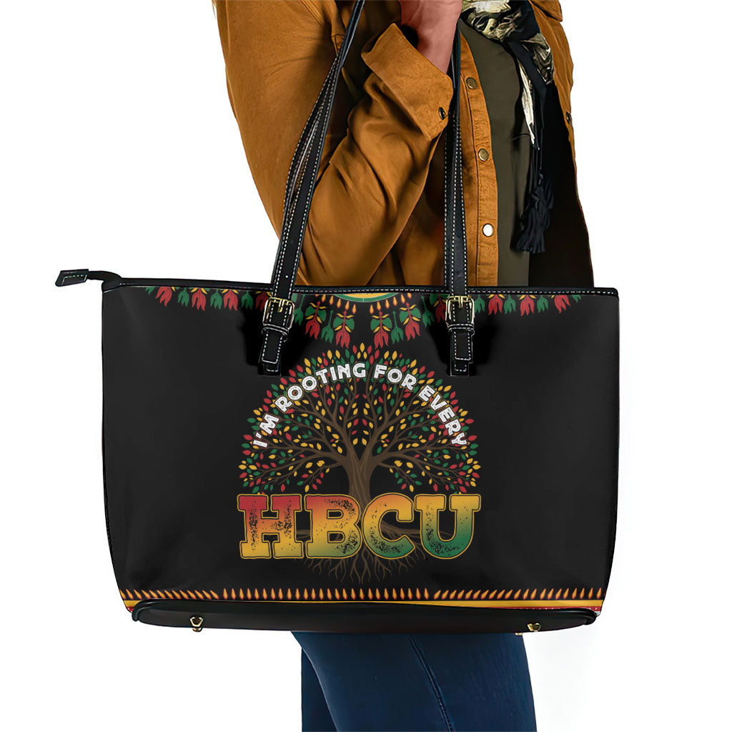 I'm Rooting For Every HBCU Dashiki Style Leather Tote Bag