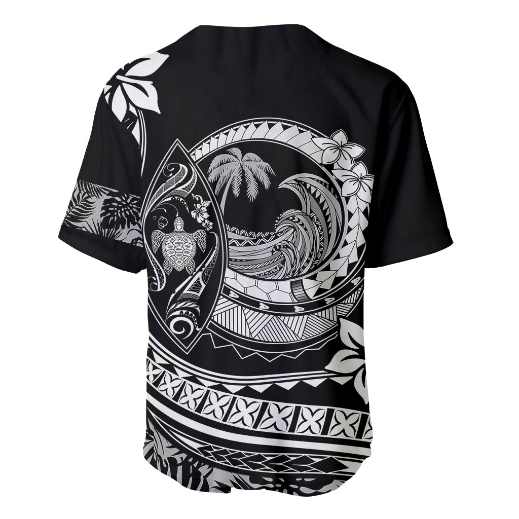 Polynesian Plumeria Baseball Jersey Ride The Waves - Black LT7 - Wonder Print Shop