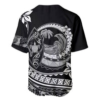 Polynesian Plumeria Baseball Jersey Ride The Waves - Black LT7 - Wonder Print Shop