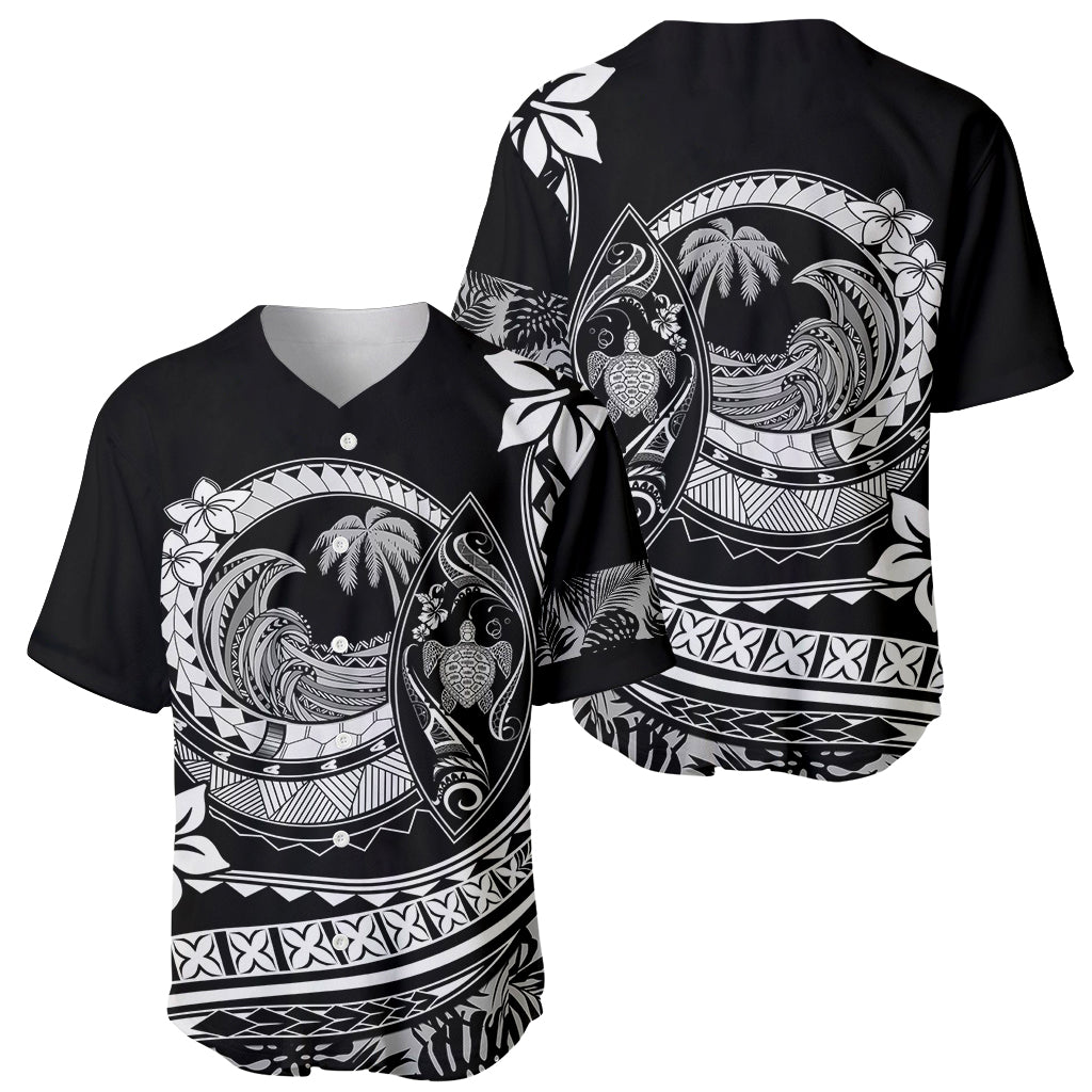Polynesian Plumeria Baseball Jersey Ride The Waves - Black LT7 - Wonder Print Shop