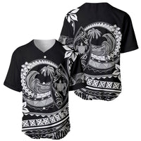 Polynesian Plumeria Baseball Jersey Ride The Waves - Black LT7 - Wonder Print Shop