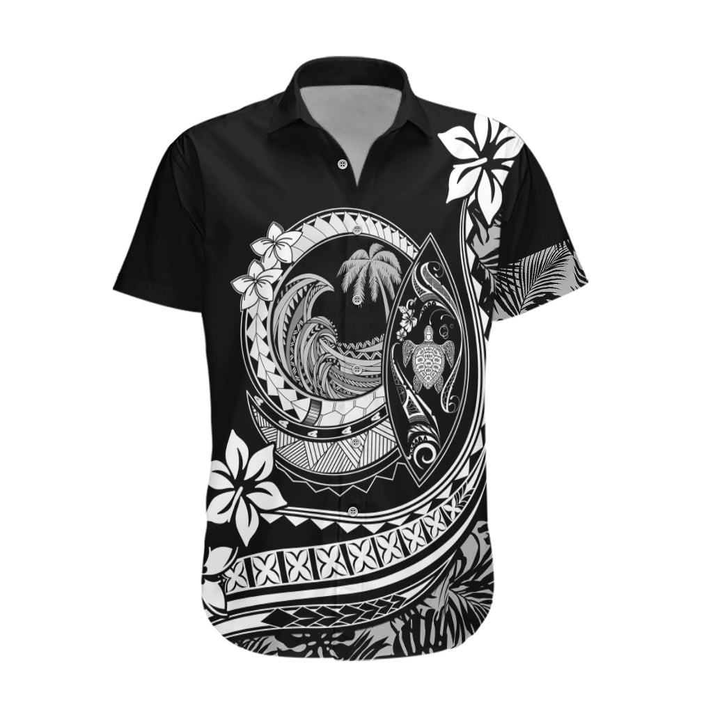 Polynesian Plumeria Hawaiian Shirt Ride The Waves - Black - Wonder Print Shop
