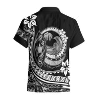Polynesian Plumeria Hawaiian Shirt Ride The Waves - Black - Wonder Print Shop