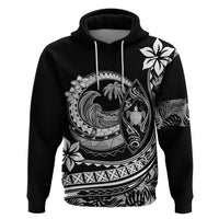 Polynesian Plumeria Hoodie Ride The Waves - Black - Wonder Print Shop