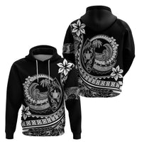 Polynesian Plumeria Hoodie Ride The Waves - Black - Wonder Print Shop