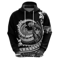 Polynesian Plumeria Hoodie Ride The Waves - Black - Wonder Print Shop