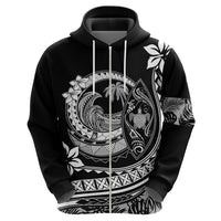 Polynesian Plumeria Hoodie Ride The Waves - Black - Wonder Print Shop