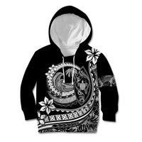 Polynesian Plumeria Kid Hoodie Ride The Waves - Black - Wonder Print Shop
