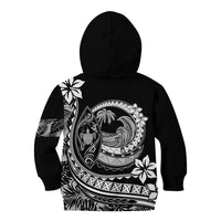 Polynesian Plumeria Kid Hoodie Ride The Waves - Black - Wonder Print Shop