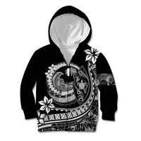 Polynesian Plumeria Kid Hoodie Ride The Waves - Black - Wonder Print Shop