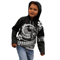 Polynesian Plumeria Kid Hoodie Ride The Waves - Black - Wonder Print Shop