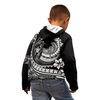 Polynesian Plumeria Kid Hoodie Ride The Waves - Black - Wonder Print Shop